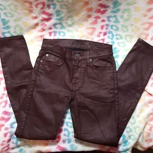7 For All Mankind Faux-Leather Skinny Mid-Rise Ankle Skinny Jean☆100% Authentic☆